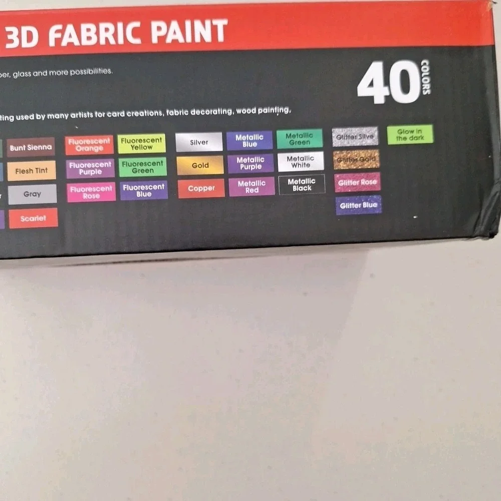 Magicfly 3D Fabric Permanent Paint 40 Color, Puffy Paint 1 Fl Oz A112